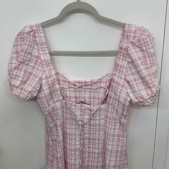 Zara Pink Textured Midi Barbie Style dress Small - Picture 11 of 12